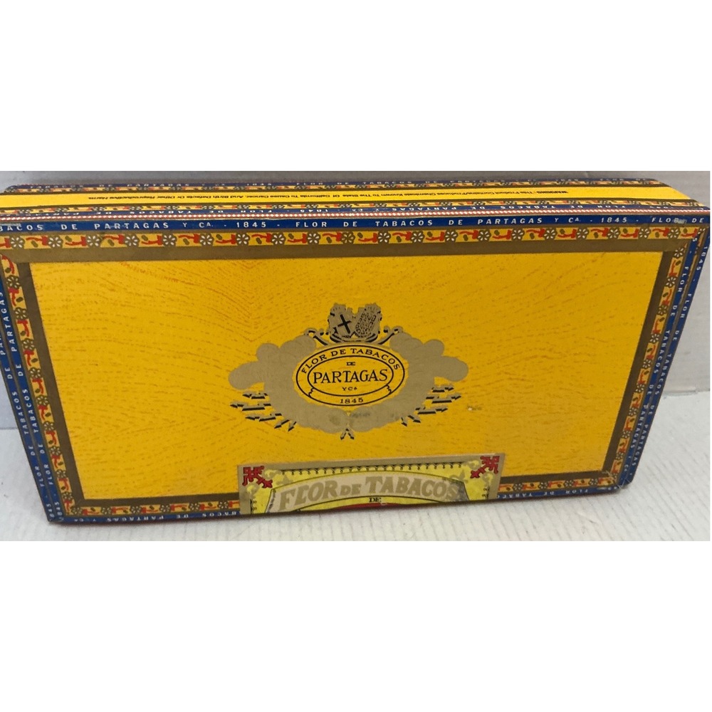 Partagas Cigar Box Wood Robusto Yellow Decorative Storage 9x5 Tobacciana